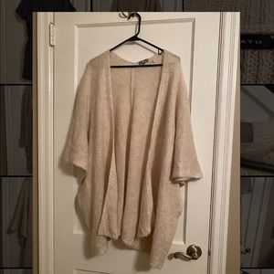 Cream colored poncho/wrap knit cardigan